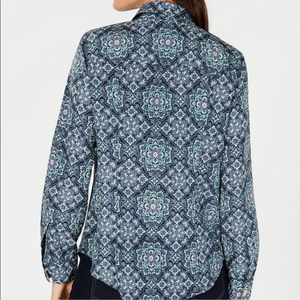 Michael Kors Blue Patterned Blouse - Picture 10 of 12